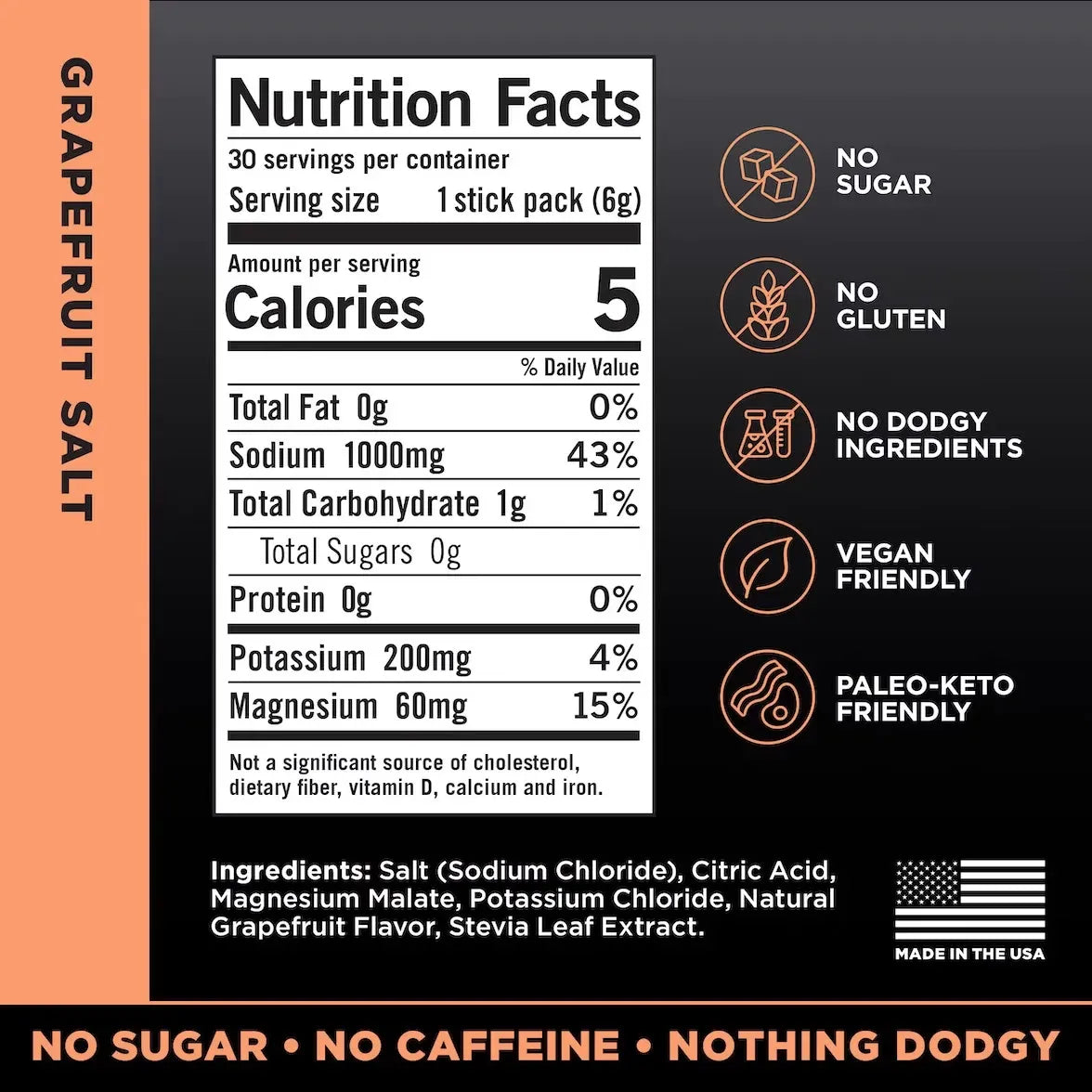 LMNT Zero Sugar Electrolytes - Grapefruit Salt | Drink Mix | 30 Count